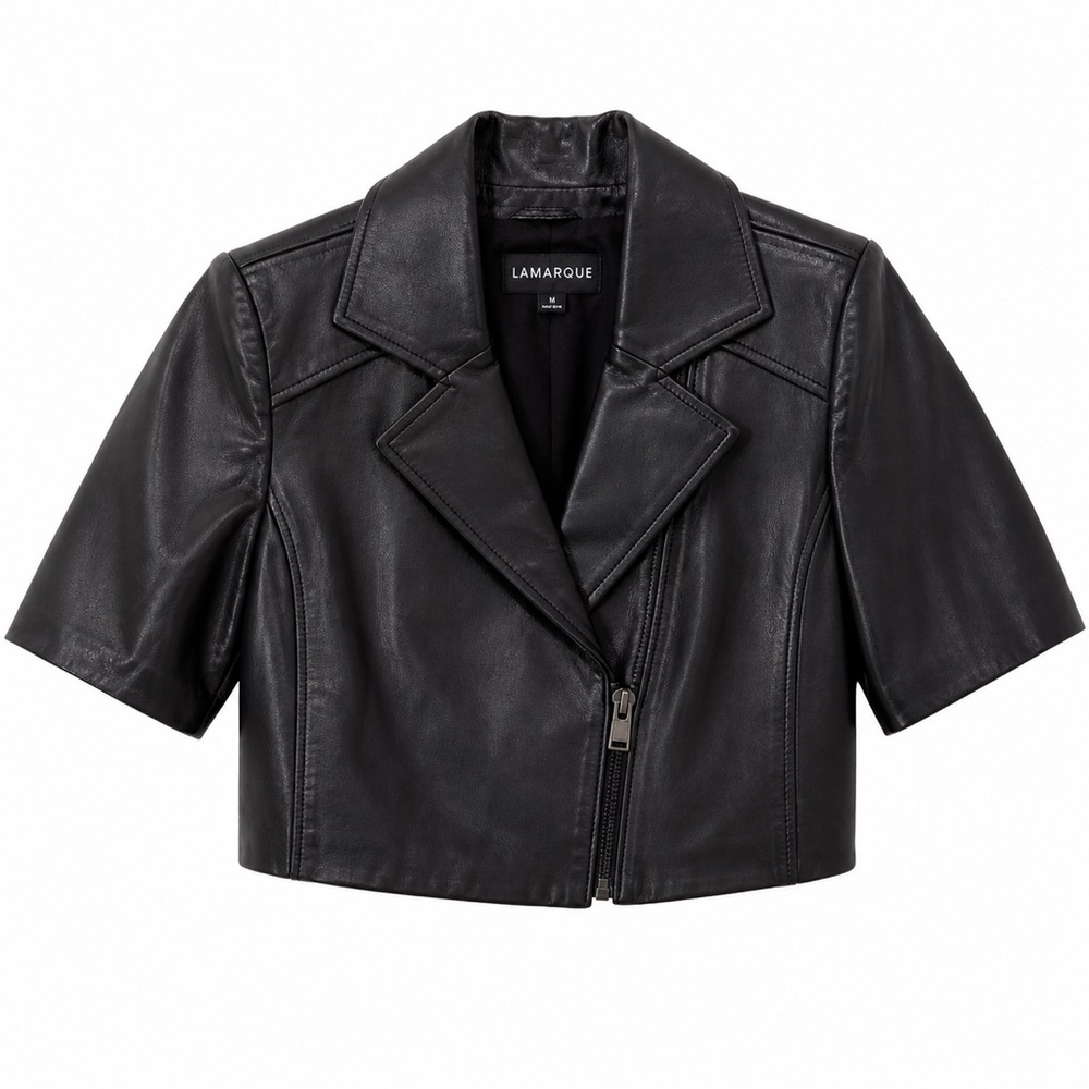 Lamarque Black Leather Moto Jacket